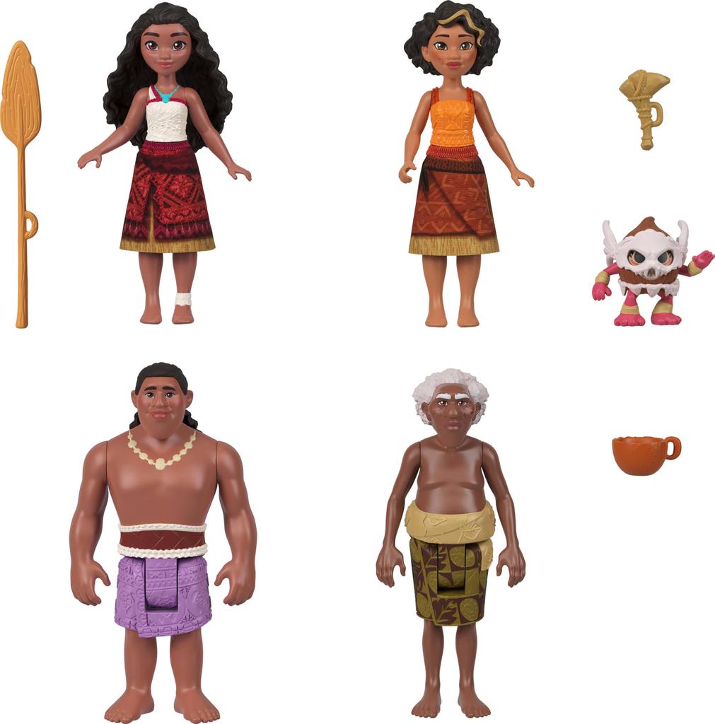 Mattel Disney Moana 2 Canoe Crew Playset with 5 Small 3 Signature Outfits Inspired by the Movie Toy Moana's Figures, & Accessories,