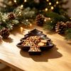 Natural Wood Ornament Bowl Wooden Christmas Tree Serving Tray, Candy Nut Dish, Xmas Tree?Shaped Snack Storage Festive Gift for Friends Plate,