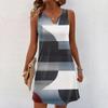 Women Summer Dresses V-Neck Print Sleeveless Sundress Casual Dress