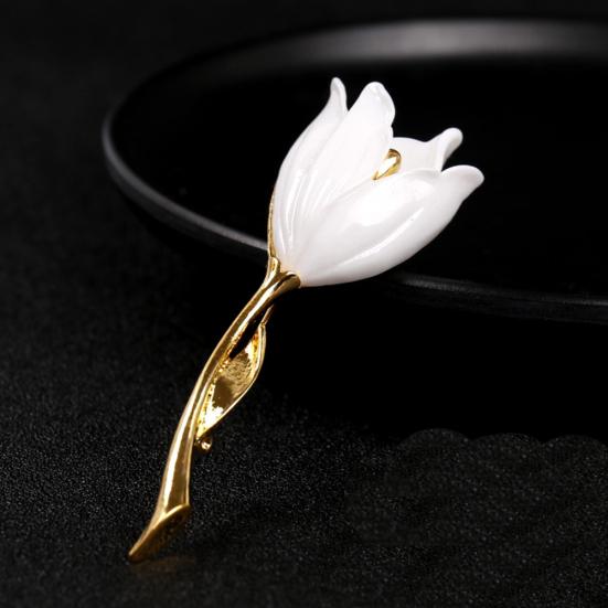 Женская эмалированная брошь с цветком тюльпана, булавка, воротник, шарф, декор, ювелирные изделия