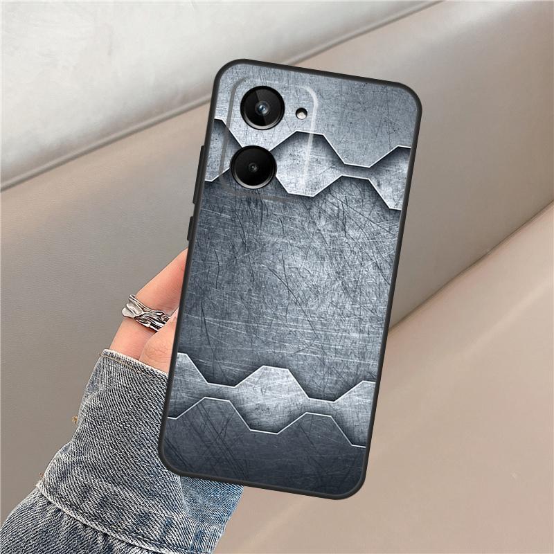 Чехол с металлическим узором из стали и железа для Realme 15 14 13 12 11 Pro Plus C63 C61 C55 C51 C53 C25 C65 C67 C71 C75 GT6 GT7 Pro