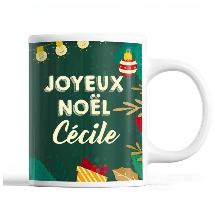 Mug - Cécile - Noël - Céramique - Imprimé - 325 Ml - Vert