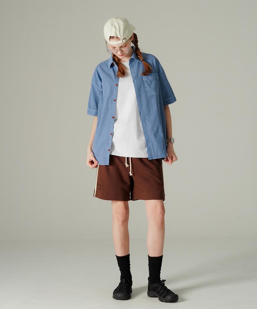 WV PROJECT Cool Summer Stripe Pigment Short Sleeve Shirt Blue Mjss7787