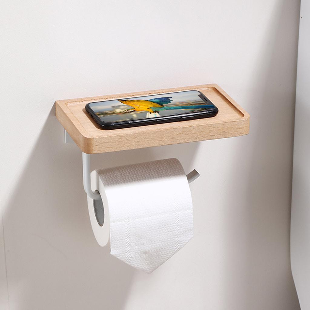 Держатель рулона туалетной бумаги с подносом Настенная полка для хранения Диспенсер для рулона туалетной бумаги для ванной комнаты Легкий отрыв