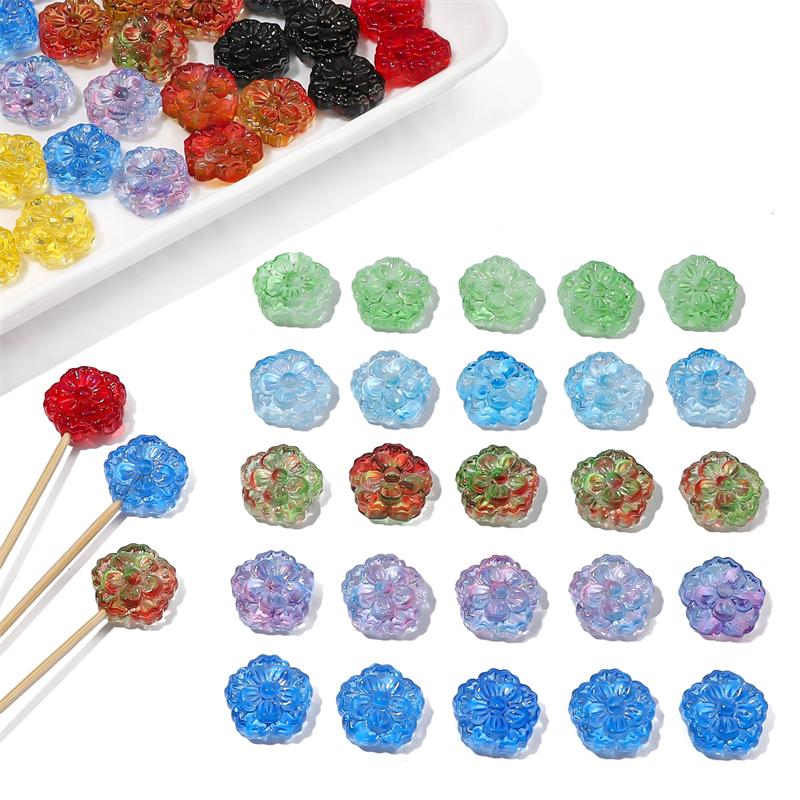 Разноцветные стеклянные бусины в форме близнецов в форме цветка 15 мм 10 шт. Для изготовления украшений DIY браслет ожерелье
