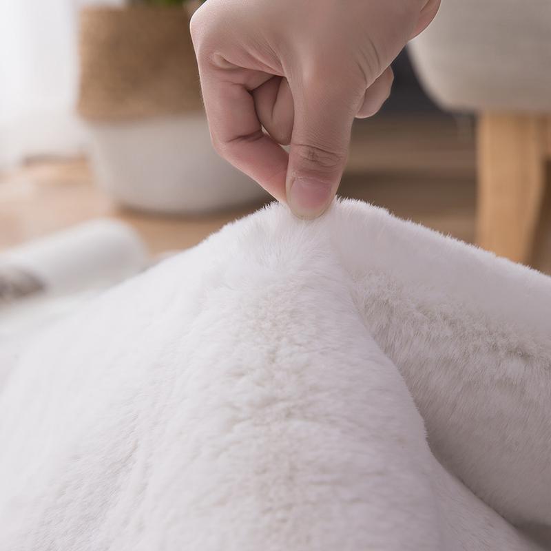 Round Children 'S Carpet Furry Girl Room Non -Slip Floor Mats White Artificial Rabbit Fur Living Room Bedroom Home Decoration Rugs