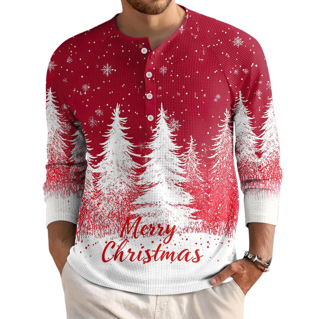 Мужской свободный повседневный топ с длинным рукавом и воротником на пуговицах