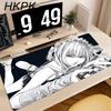 Игровой коврик для мыши Аниме Девушка Черно-белый Большой Нескользящий Коврик для мыши XXL Аксессуары для ноутбука Настольный коврик Заблокированный край Ковер для мыши