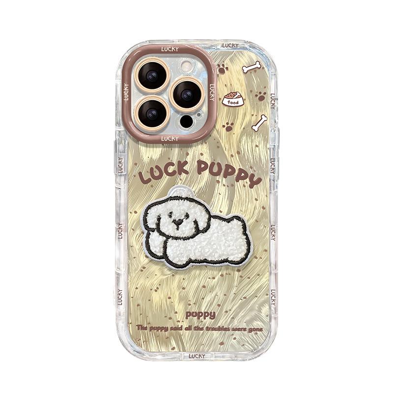 Плюшевый брелок-щенок подходит для чехла мобильного телефона Apple 17promax iphone15 пряжа из перьев 16 высокая ценность 14 милый