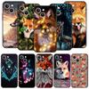 Милый Мультяшный Животный Лис Чехол для Телефона Для iPhone Apple 14 13 12 11 Pro Max Mini 7 8 Plus XR XS X SE 2020 Черный Силиконовый Чехол Coque