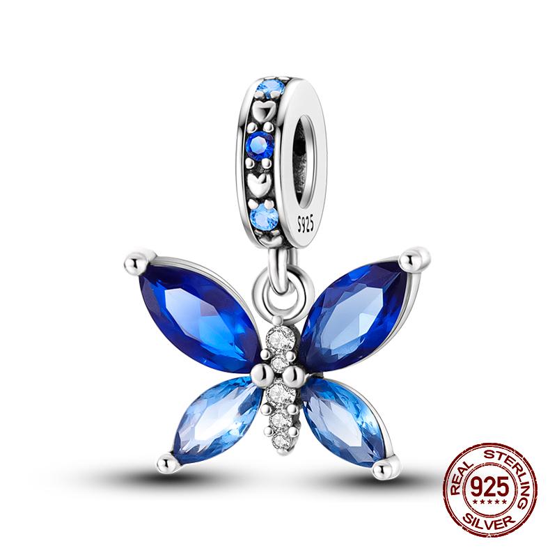 925 Sterling Silver Butterfly Tulip Iris Flower Charms Beads Fit 925 Original Bracelets Fine DIY Valentine Jewelry Gifts