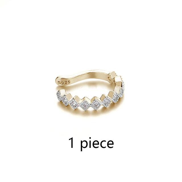 ANENJERY Геометрические многослойные цирконовые волнистые серьги-клипсы для женщин, крутые клипсы-крючки без ушных отверстий, вечерние ювелирные изделия, манжеты для ушей