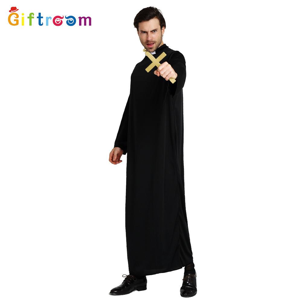 Черный полиэстеровый шикарный халат для мужчин, идеально подходящий для празднования Хэллоуина и костюмированных мероприятий, ролевых игр