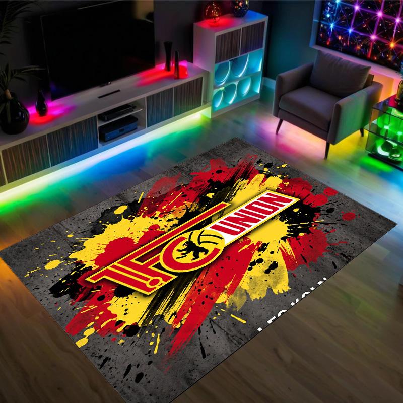 Union Berlin FC Design Crystal Velvet Carpet Cozy Non?Slip Printed Rug For Bedroom Living Room Entrance