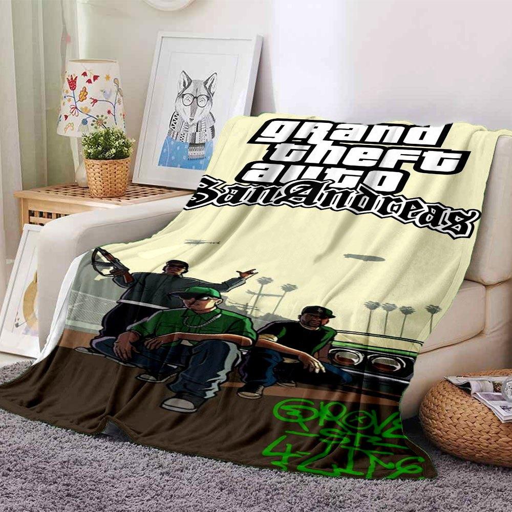 1 шт. Мягкое фланелевое одеяло Grand Theft Auto с дизайнерским принтом. Уютное одеяло для всех сезонов, идеально подходит для дивана, кровати, офиса
