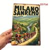 Ретро Милан Сан-Ремо Винтажная Металлическая Велосипедная Вывеска 8x12 Дюймов Жестяное Настенное Искусство Домашний Бар Гараж Мужская Берлога Офисный Декор