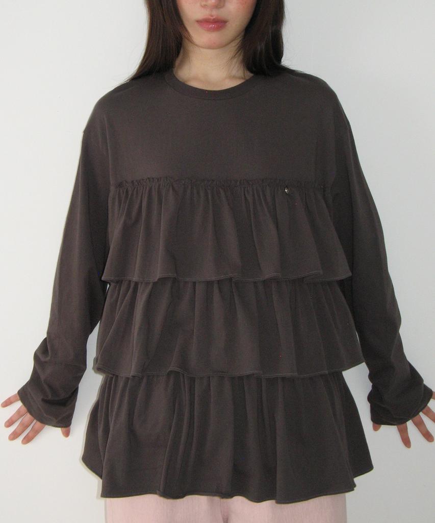 RONRON Tiered Layered Long Sleeve Charcoal