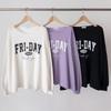 New Arrivals Open Run Women Fabric Lip Neck Oversized Long Sleeve T shirT leTTer