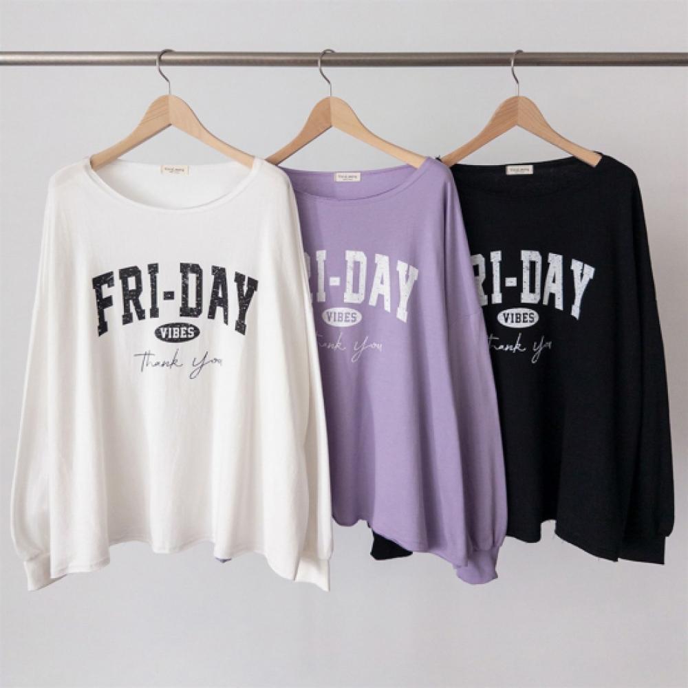 New Arrivals Open Run Women Fabric Lip Neck Oversized Long Sleeve T shirT leTTer