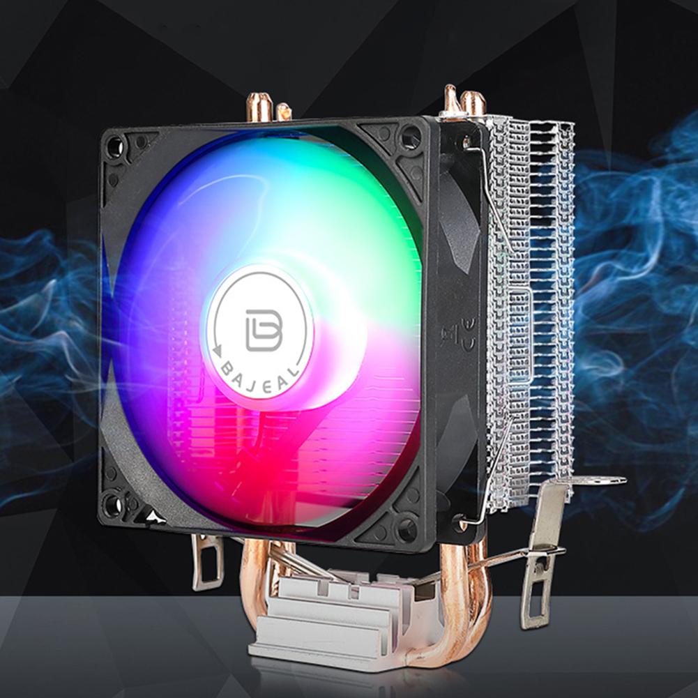 90mm Quiet Rainbow RGB Cooling Fan with 2 Heat Pipes Silent RGB Fan CPU Cooling Fan for Intel 1150/1151/1155/1156/1200 AMD AM2