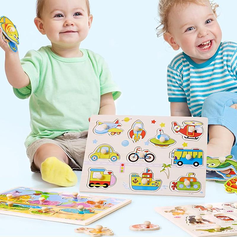 Детский Деревянный Пазл Игрушки Монтессори Мультяшное Животное Транспорт Ручные Доски Раннее Обучение Развивающая Игрушка для Детей TMZ