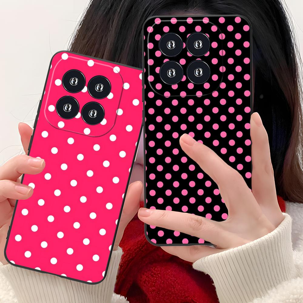 Розовый Чехол для Мобильного Телефона с Точками в Форме Сердца для Xiaomi 15 14 13 12 Mi 11 T Ultra Lite Pro S X 5G Цветной Печатный Чехол Красивый Чехол