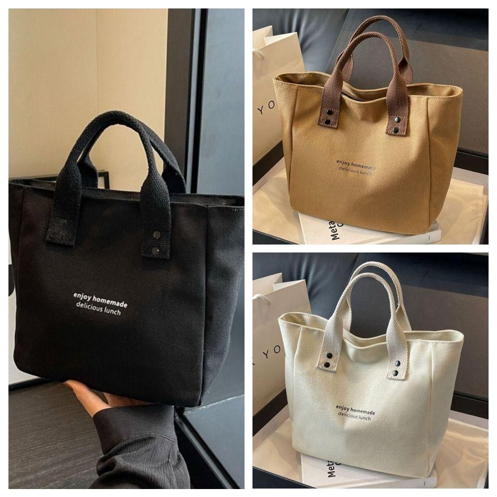 Однотонная холщовая сумка-тоут Большая вместимость Тканевая сумка через плечо Повседневная сумка для покупок Мужская