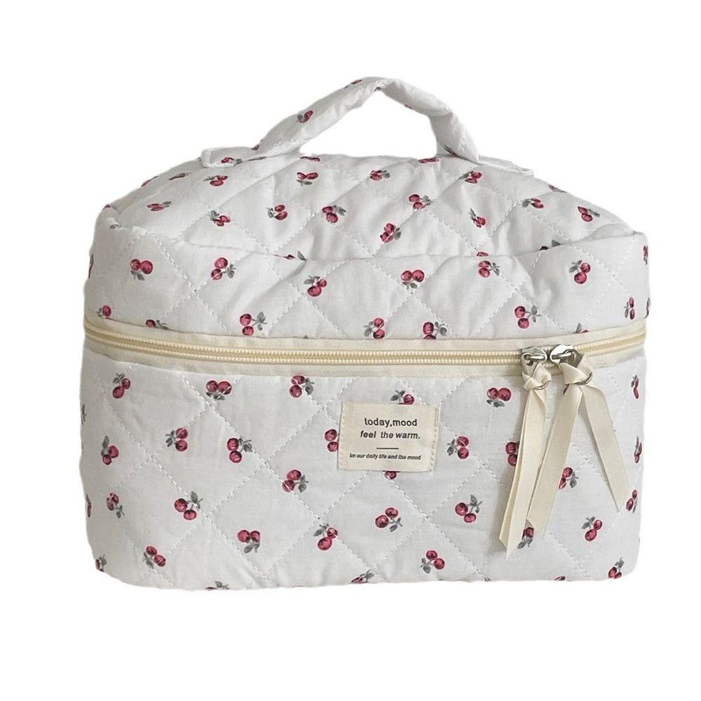 Floral Cotton Quilted Makeup Bag Cute Stationery Storage Bag Makeup Lipstick Case Makeup Accessory