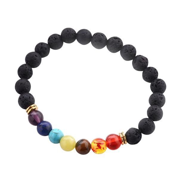 Bracelet - Mix 7 Couleurs - Pierre de Lave - Réglable - Hommes - Diffuseur d'énergie
