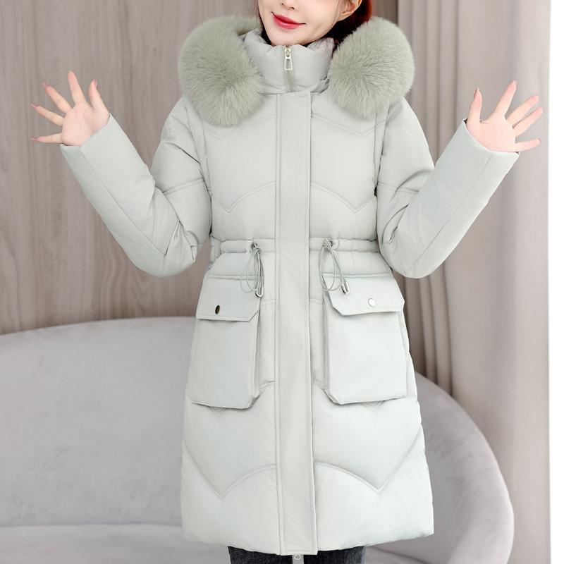 Модные зимние женские длинные парки с капюшоном и воротником из искусственного меха, толстая теплая куртка, съемные рукава, женские пальто