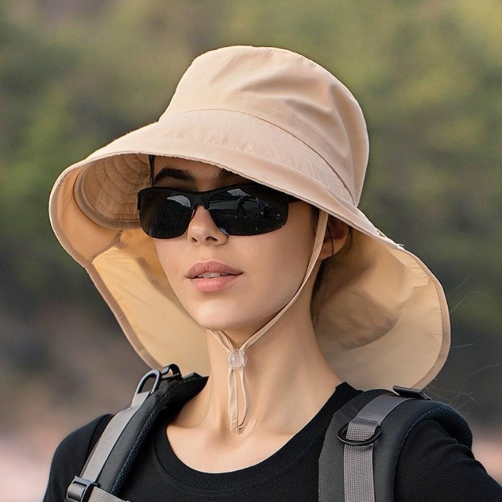 Korean Style Wide Brim Sun Hat Solid Color Women Bucket Hat Fashion Sun Protection Hat  Outdoor