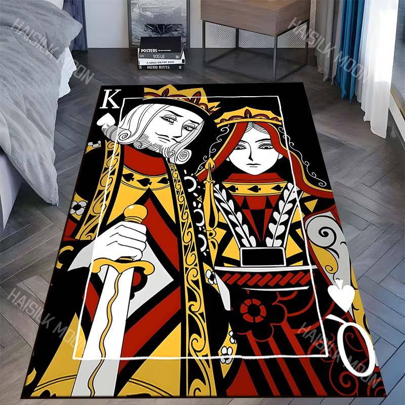 1PC Playing card king queen illustration Carpet for Living Room Bedroom Sofa Home Decor Rus Non-slip Floor Mat Luxury Gift