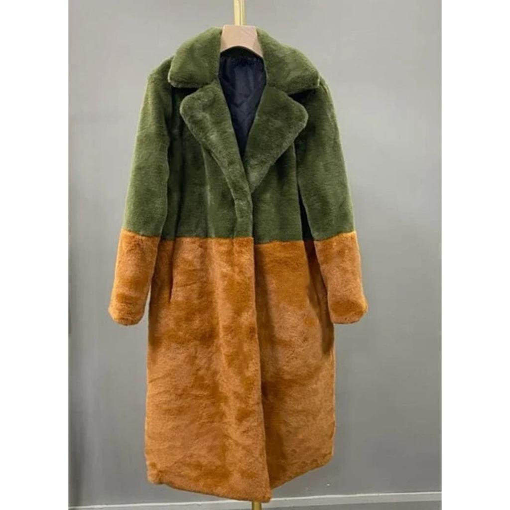 Winter Women High Quality Faux Rabbit Luxury Long Fur Coat Lapel OverCoat Thick Warm Female Plush Jacket Large Size 5XL