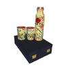 Copper Water Bottle 1 Ltr | Copper Water Bottle with Glass Set | Meena Work | 100% Pure | Leak-Proof | 2 Water Glass 300ml Each