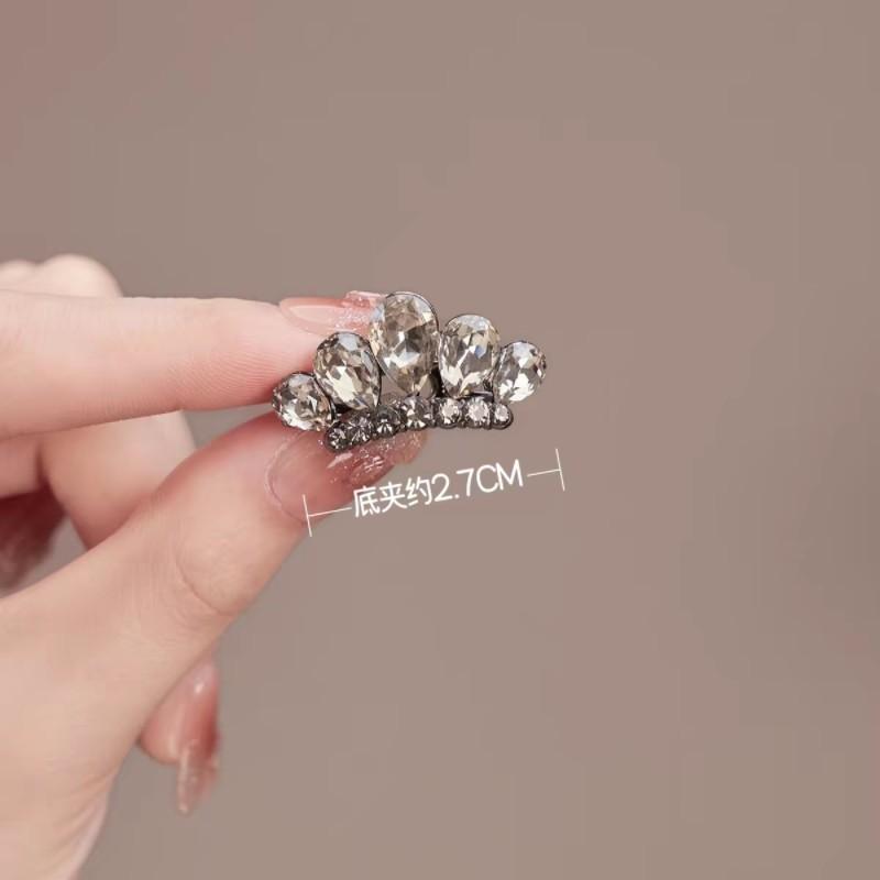 Korean Luxury Black Mini Crown Duckbill Clips Delicate Women Side Bangs Broken Hair Barrettes Sweet Daily Hair Accessories