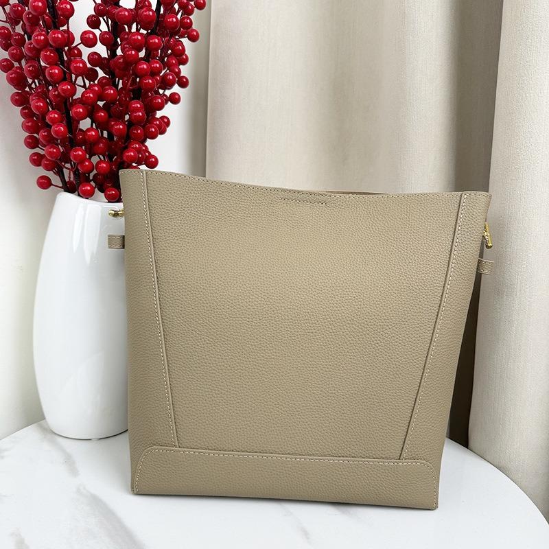Women's Bucket Bag Women's Premium Sense Niche Design Genuine Leather Large Capacity Commuter Shoulder Crossbody Bag