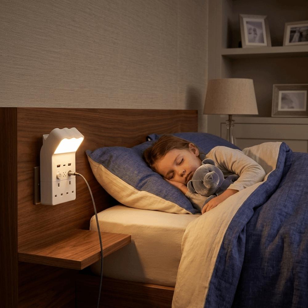 LED Night Light Wall Socket USB Quick Charge Bedside Power Outlet Power Outlet Bedroom