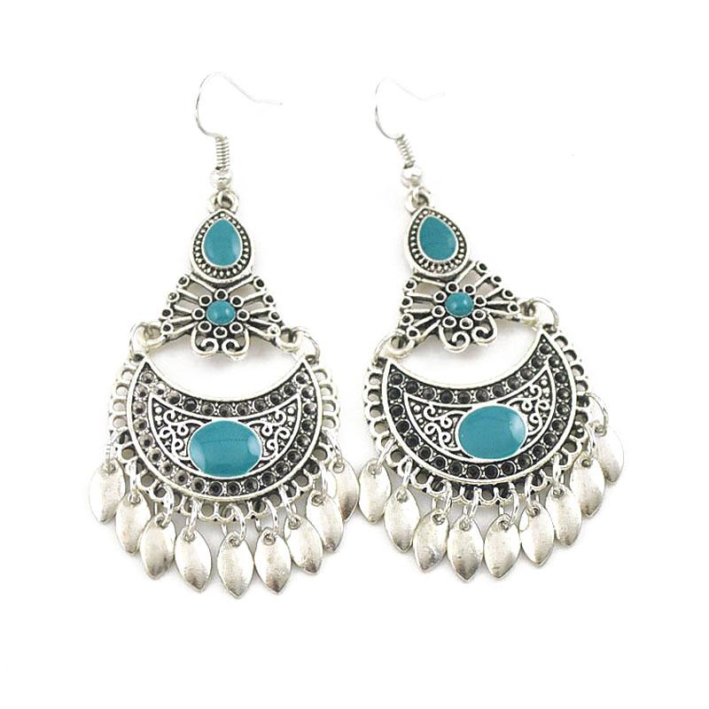 LOVBEAFAS Fashion Boho Statement Earrings For Women Jewelry Long Drop Tassel Red Blue White Black Enamel Vintage Earrings Bijoux