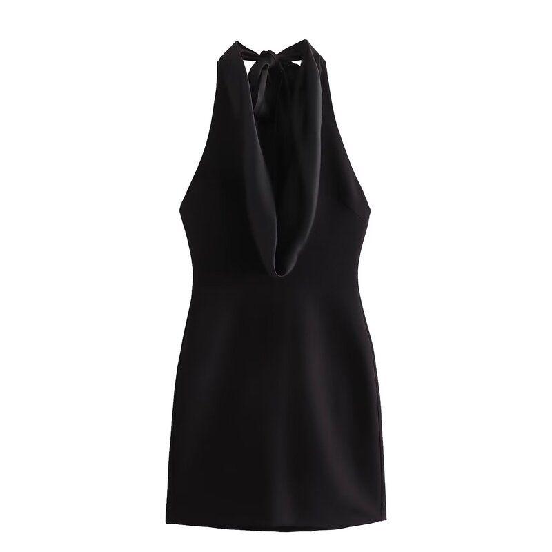 Fashion Style Fall and Winter New Arrival Female Stylish Silm All-Match Stitching Hanging Collar Dress 9194777 800