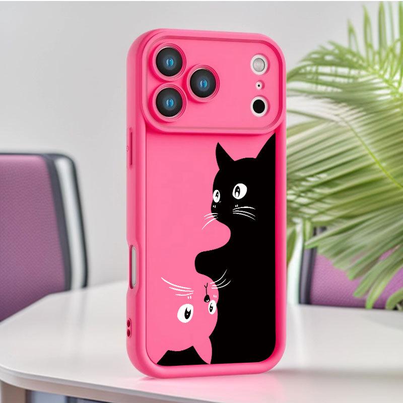 Двухцветный чехол для телефона с котенком для iPhone 13-17 Pro Max - Милый и стильный дизайн