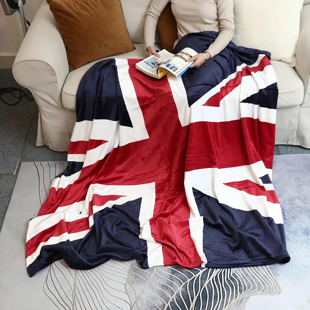 Фланелевое одеяло с британским флагом Дизайн Union Jack для дома, офиса, подарков Тонкое одеяло для сна, кондиционера