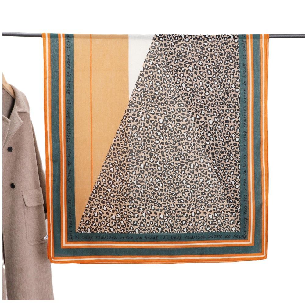 Autumn New Leopard Hit Colour Imitation Cotton Linen Silk Scarf Summer Travel Beach Sun Shawl Female Wild Warm Scarf