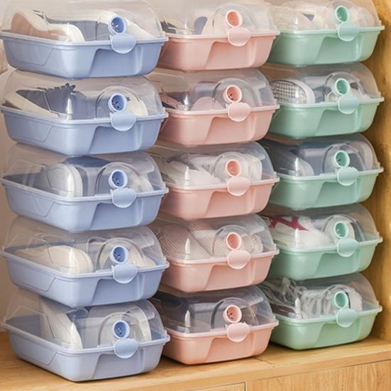 2 Pcs Shoes Storage Box Thickened Transparent  Ventilation Hole Dust-proof Anti-crack Reusable Universal Boot Box Car Travel Shoe Container