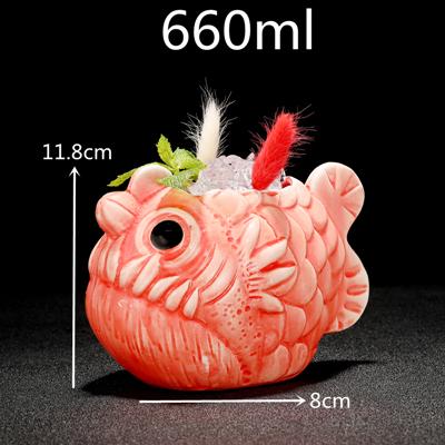 1 Piece 450ml Hawaii Tiki Mugs Cocktail Cup Beer Beverage Mug Wine Mug Ceramic Ku.Ku.Kauioo Mugs Barware
