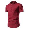 Summer Thin Solid Mock Neck Men's Short Sleeve Shirt Fashion Breathable Comfortable Casual Shirt