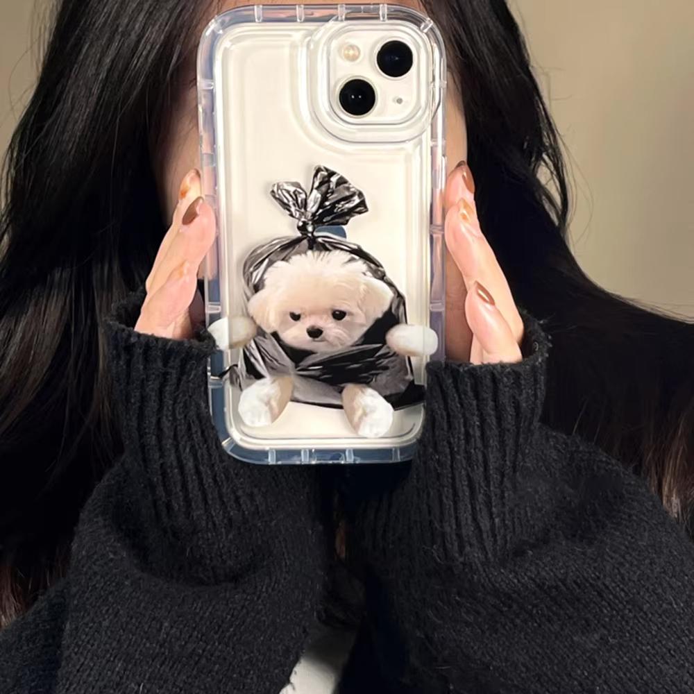 Funny Bag Cat Pattern Clear Phone Case For iPhone 17 Pro Max 16 15 14 13 12 11 Pro Max X XR15 Plus 16E 17Air Bumper Cover