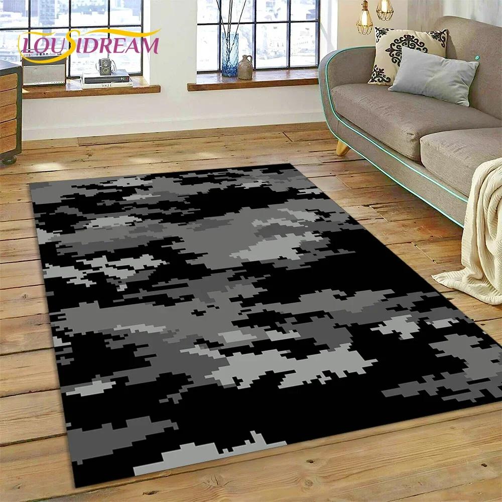 3D Colorful Camo Green Camouflage 2025 Style Carpet Rug for Living Room Bedroom Home Sofa Decoration Area Rug Non-slip Floor Mat