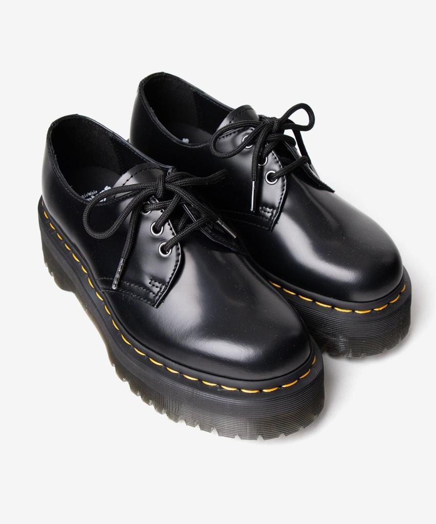 Доктор. Обувь Dr. Martens 25567001 1461 QUAD 3-люверсные ботинки Женские ЧЕРНЫЙ Размер 4 / Прибл.. 23,0 см
