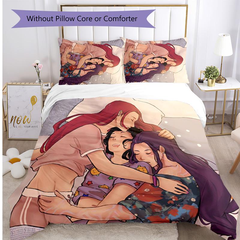 Kpop Demon Hunters Pattern Printed 3PCS Bedding Set, Soft Skin-Friendly Washable Duvet Cover & Pillowcases Set