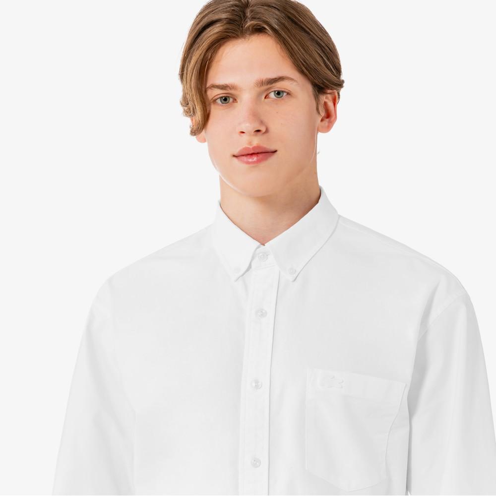 Lacoste Мужская хлопковая рубашка Оксфорд свободного кроя CH165E-56G001